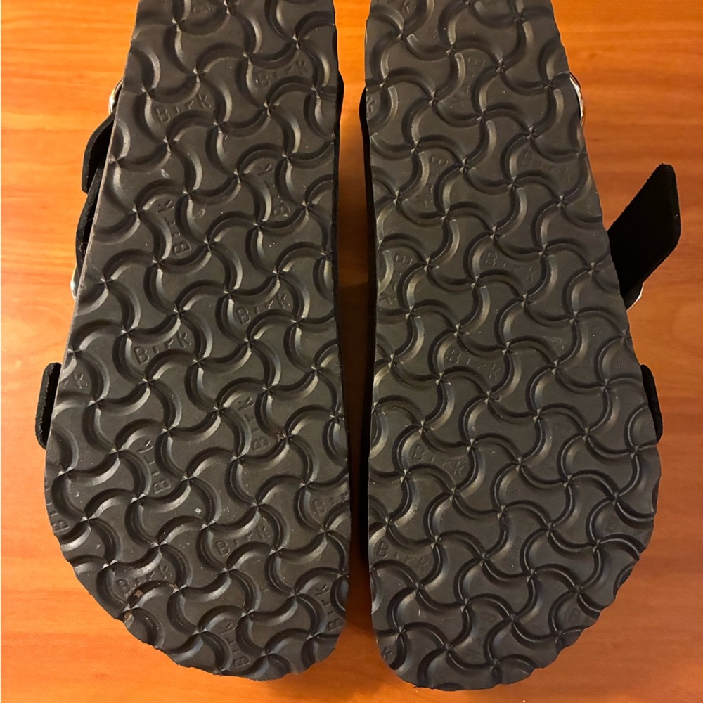 Birkenstock Black Milano Big buckle Slingback Sandals with Metallic Buckles - Picture 6 of 6
